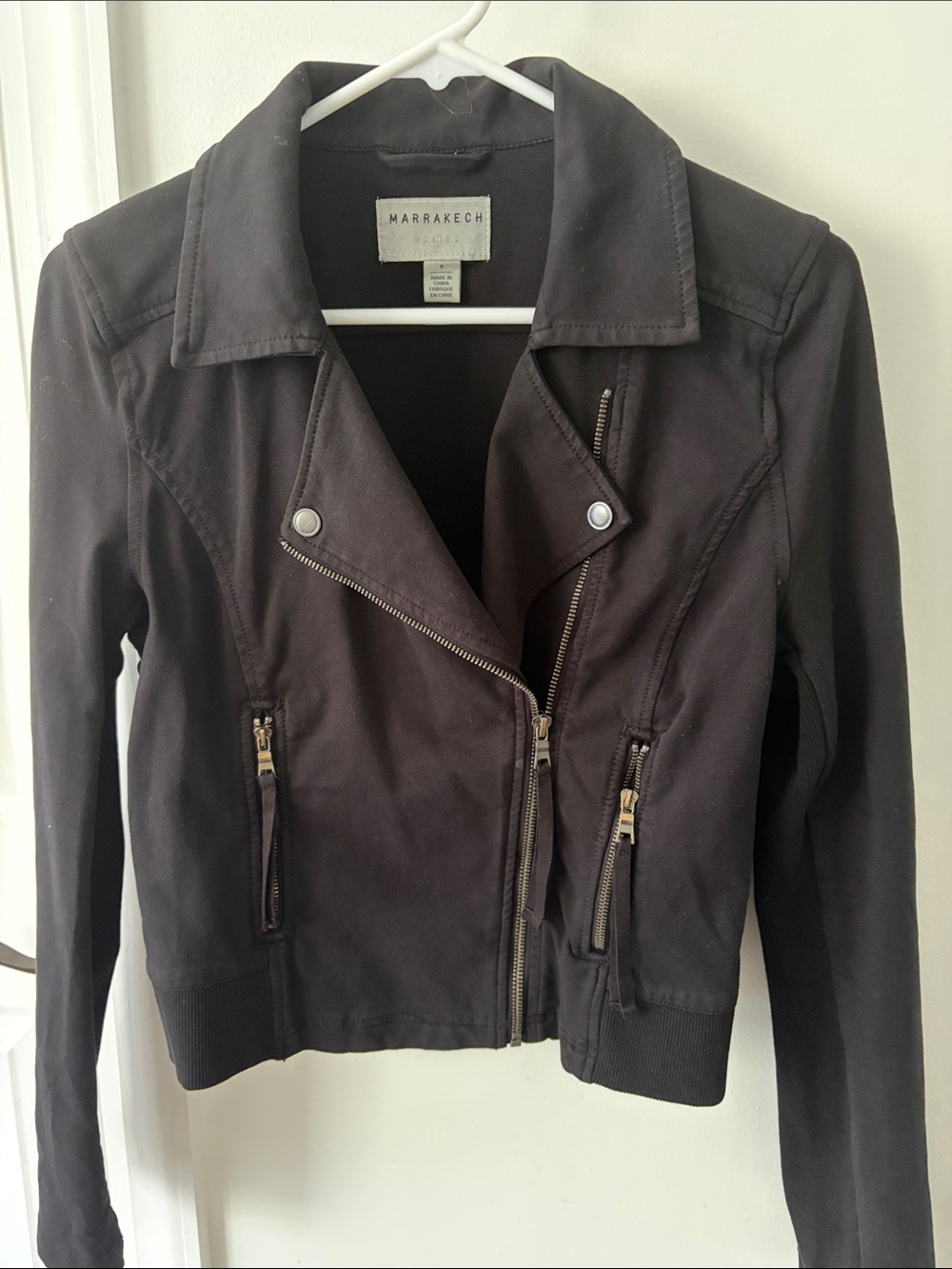 Anthropologie Marrakech Black Asymmetric Zip Moto Jacket